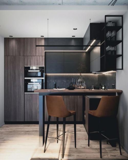 Дизайн кухни.  В небольшой квартире общей площадью 40, 6 кв. 01