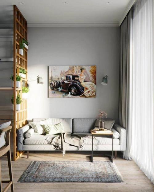 Кухня - гостинная в скандинавском стиле. 04