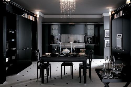 Интерьеры кухни в чёрном цвете. 07