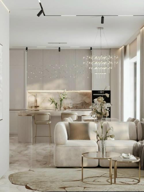 Интерьер кухни - гостиной в современном стиле. 08