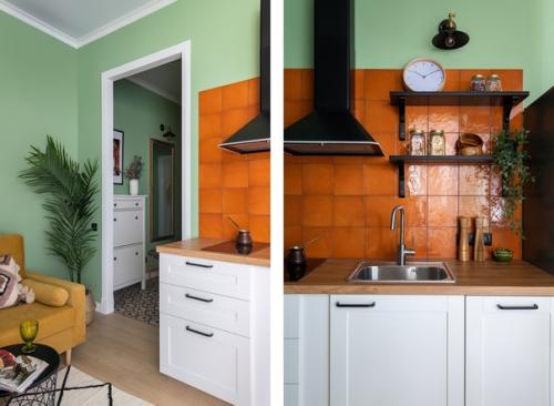 Крохотная квартира с очень жизнерадостным интерьером. 01