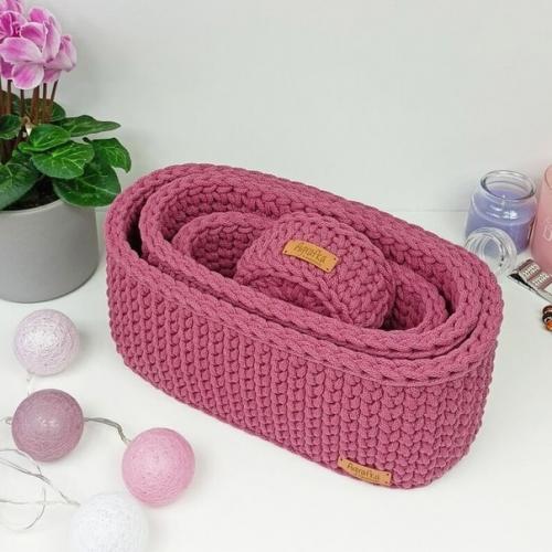 Абсолютный хит и уже не один год - наборы вязаных корзинок! 08