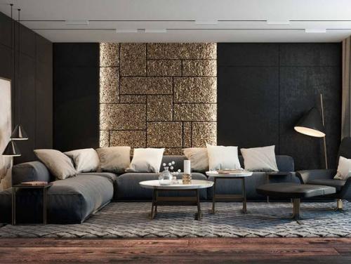 Элегантные апартаменты с синими элементами интерьера. 01