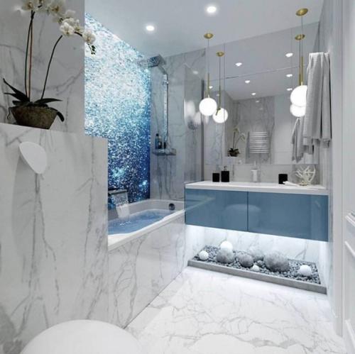 Восхитительный дизайн ванной комнаты в светло-голубых оттенках. 02