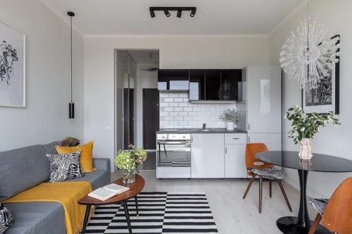 Идея интерьера для квартиры 25 м 2 в стиле mid - Century. 04