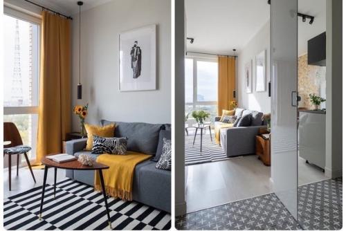 Идея интерьера для квартиры 25 м 2 в стиле mid - Century. 02