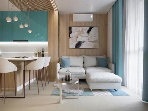 Современный светлый интерьер однокомнатной квартиры площадью 42 кв. 03