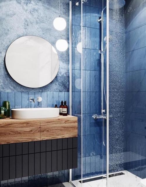 Какой интересный цвет плитки выбрали для санузла. 01