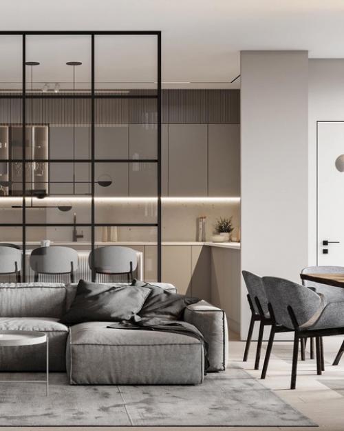 Проект кухни - гостиной и прихожей в современном стиле, созданный талантливыми специалистами Studio21. 04