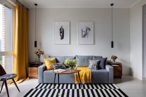 Идея интерьера для квартиры 25 м 2 в стиле mid - Century. 05