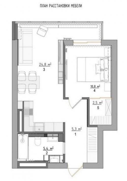 Стильная квартира 46 кв. 09