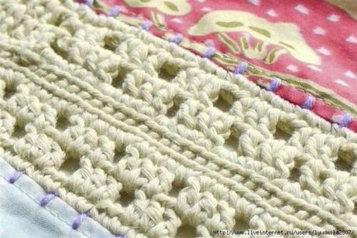 Плед из обвязанных крючком лоскутков. 06