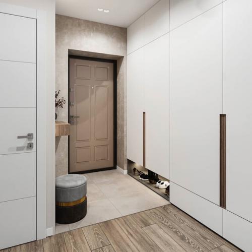 При оформлении интерьера этой кухни - гостиной площадью 17 кв. 09