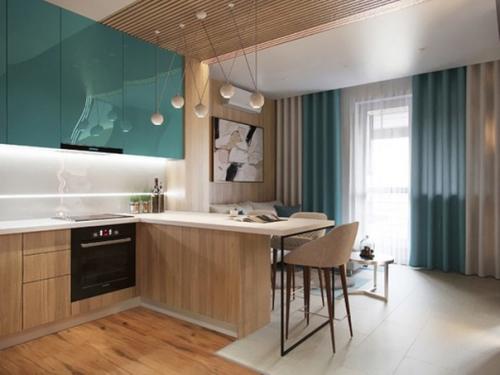 Современный светлый интерьер однокомнатной квартиры площадью 42 кв. 02