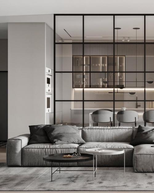 Проект кухни - гостиной и прихожей в современном стиле, созданный талантливыми специалистами Studio21. 01