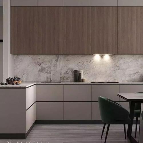 Эстетичный, удобный, продуманный до мелочей интерьер этой кухни - гостиной площадью 27 кв. 03