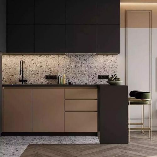 Необычная отделка и грамотный функционал в интерьере кухни - гостиной. 02