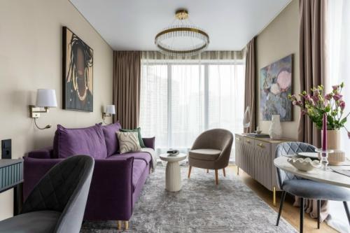 Интерьер квартиры - студии 24, 5 м 2 в ЖК аметист в Москве.  