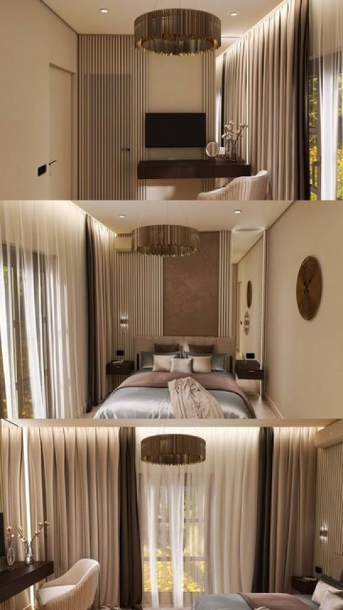 Спальня с небольшой гардеробной комнатой.