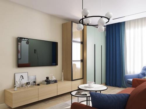 Интерьер гостиной. В качестве одного из основных оттенков выбрали зеленый! 01