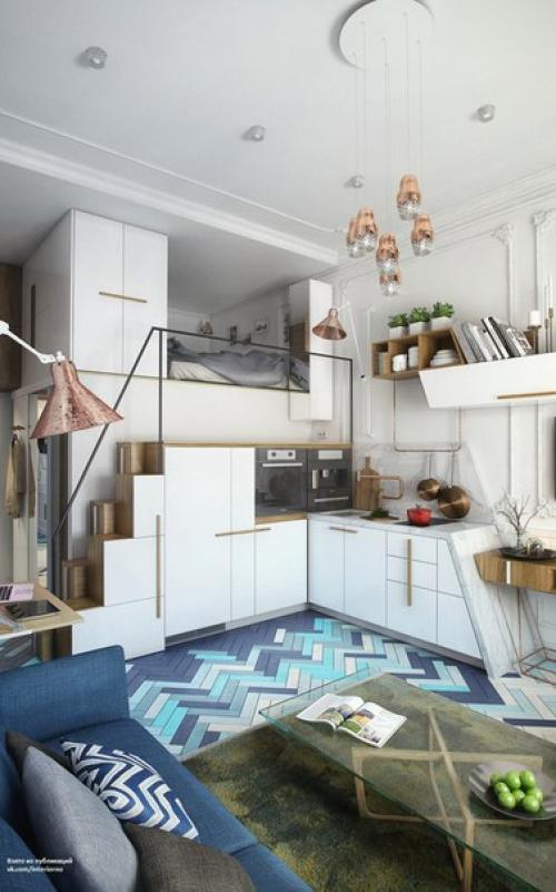 Интерьер уютной квартиры - студии в Санкт-петербурге площадью всего 24 кв. 01