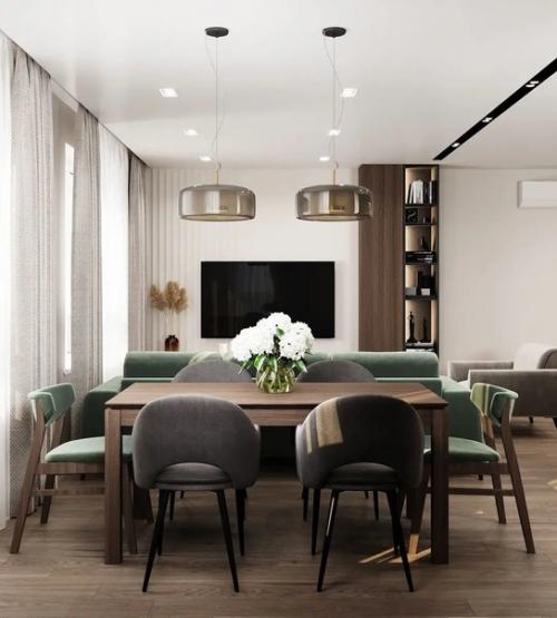 Дизайн интерьера уютной и функциональной кухни - гостиной площадью 34, 6 кв. 05