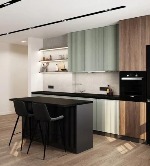 Дизайн интерьера уютной и функциональной кухни - гостиной площадью 34, 6 кв. 03