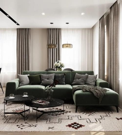 Дизайн интерьера уютной и функциональной кухни - гостиной площадью 34, 6 кв. 02