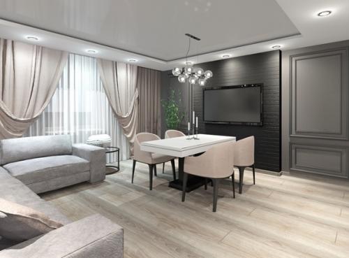 Интерьер кухни - гостиной частного дома в г. Сосногорске. 01