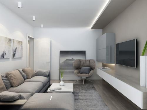 Монохромный дизайн - проект двушки, 68 кв. 03