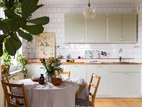 Скандинавская квартира с открытой планировкой кухня - гостиная. 01