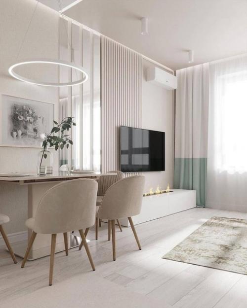 Светлый воздушный интерьер кухни - гостиной площадью 20 м. 04