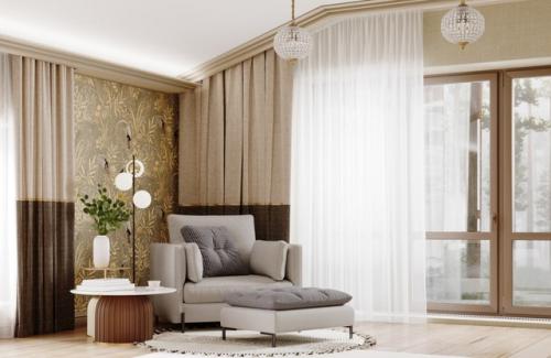 Романтичный интерьер спальни загородного дома. 01