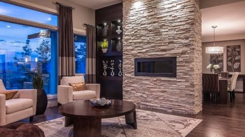 Декоративный камень в интерьере загородного дома. 01