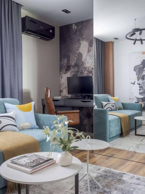 Оригинальная насыщенная палитра в дизайне двухкомнатной квартиры. 04