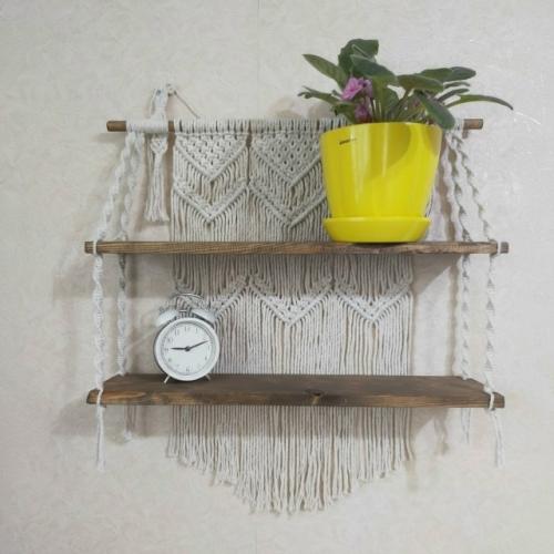 Полочки с макраме: изящное решение для хранения и богемного шика в вашем доме.  