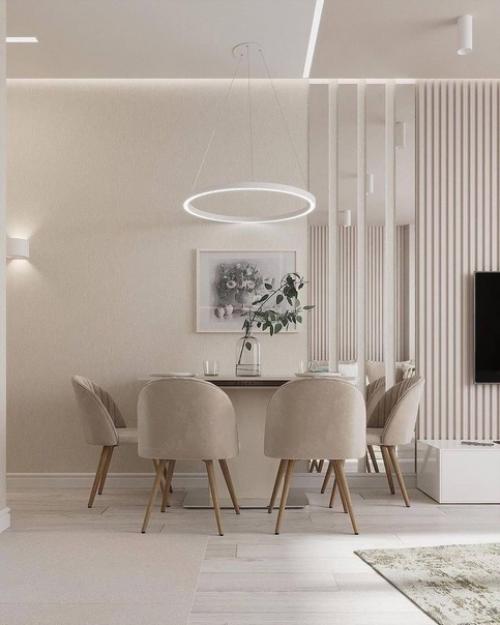 Светлый воздушный интерьер кухни - гостиной площадью 20 м. 05