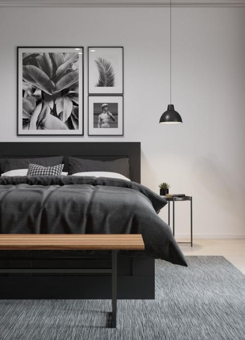 Роскошный монохромный дизайн спальни, который просто повторить. 03