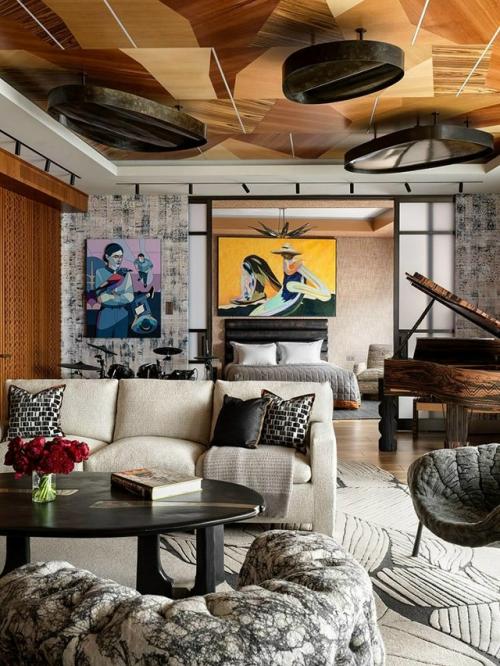 Музыка стала отправной точкой этого интерьера: пространство выстроено вокруг инструментов и настроения импровизации.  