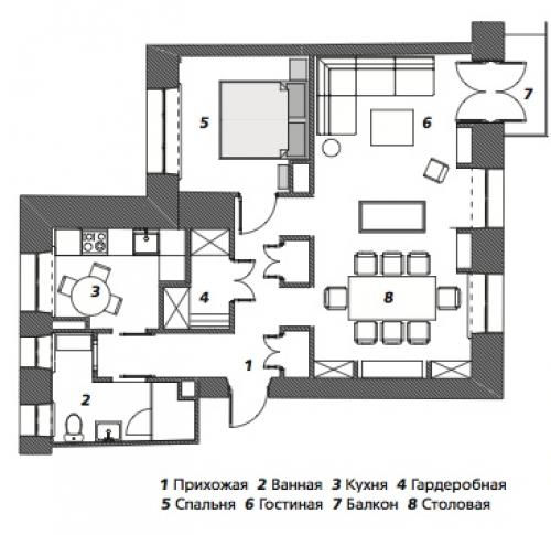 Квартира для холостяка, 65 м.