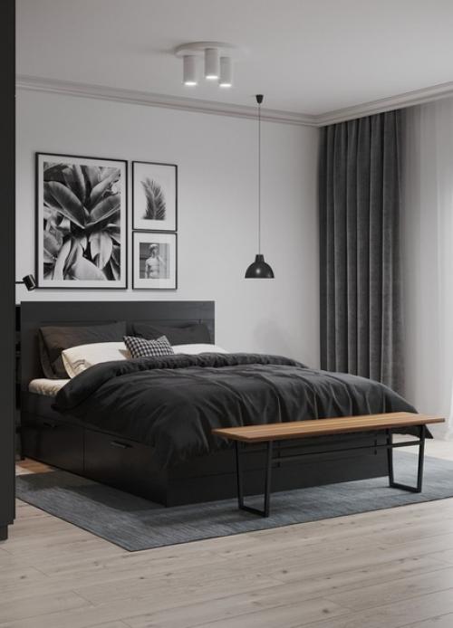 Роскошный монохромный дизайн спальни, который просто повторить. 06