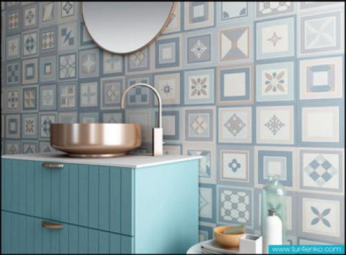 Пэчворк плитка для ванной комнаты предназначена для создания оригинального дизайна стен, пола, акцентных вставок в интерьере. 01