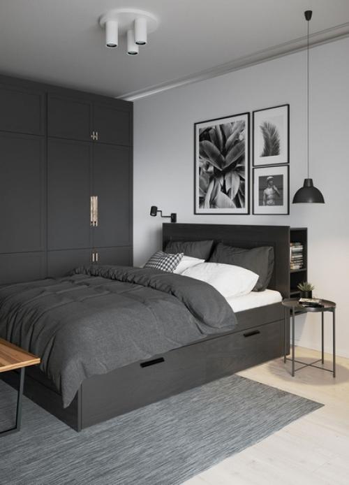 Роскошный монохромный дизайн спальни, который просто повторить. 02