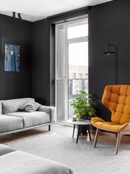 Реализованный интерьер квартиры с терракотовыми акцентами, площадью 100 кв. 01