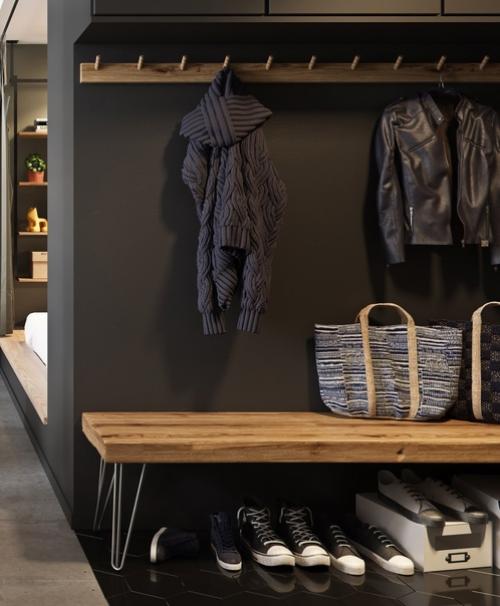 Черный цвет стен в скандинавском интерьере идеально сочетается с южноамериканскими кактусами и мебелью из светлого дерева. 02