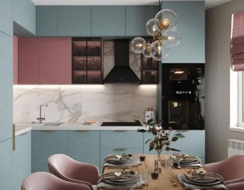 Интересна цветовая гамма кухни. 05