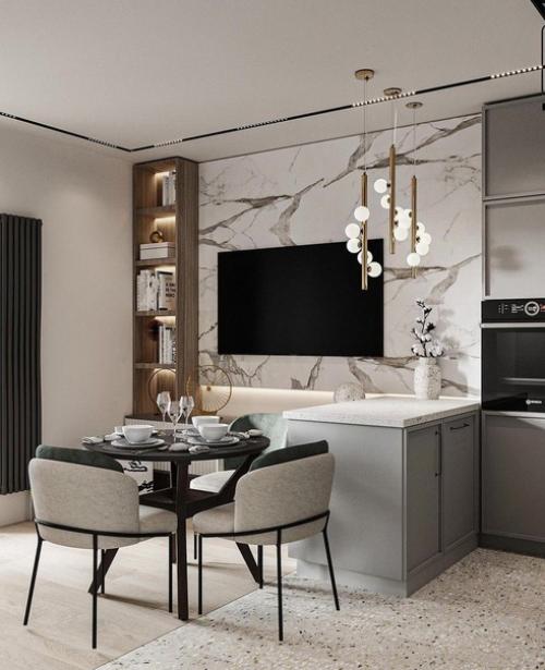 Стильный дизайн кухни - гостиной. 03