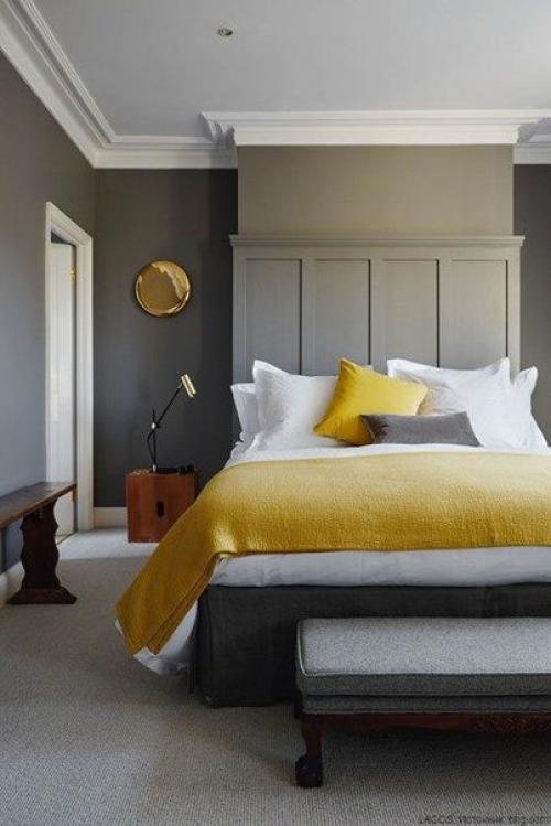 Серый фон и желтые детали - беспроигрышное сочетание для оформления интерьера. 03