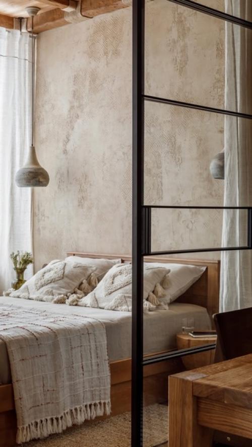 Спальня, реализовывая которую, мы постоянно сталкивались с мнением: все странно и ничего не получится, но в итоге влюбились в неё почти все. 04