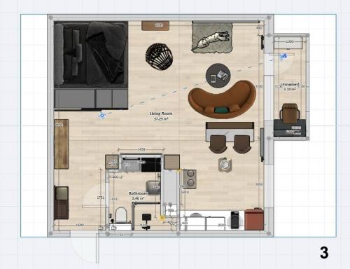 Какая планировка студии больше нравится (1-3? 03